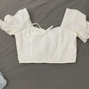 White peasant crop top